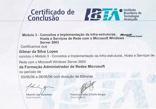 Certificado: Formação Administrador de Redes Microsoft, Módulo 3: Infraestrutura, hosts e serviços de rede