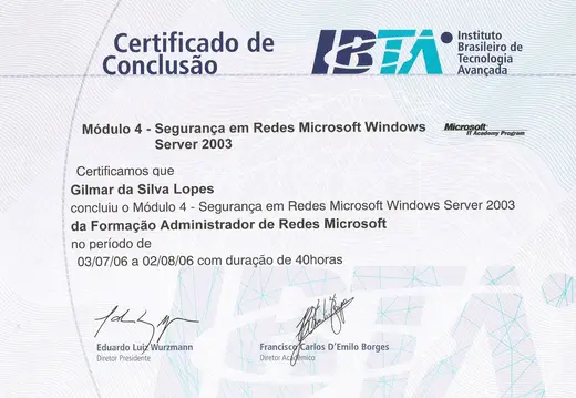 Certificado: Formação Administrador de Redes Microsoft, Módulo 4: Segurança em redes