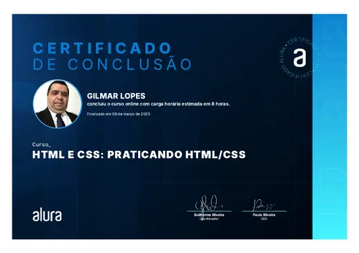Certificado: HTML e CSS: Praticando HTML/CSS