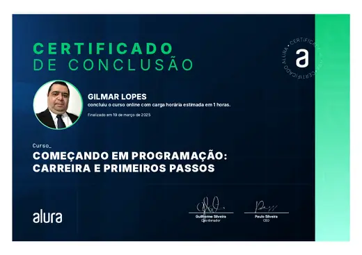 Certificado: Começando em Programação: Carreira e Primeiros Passos