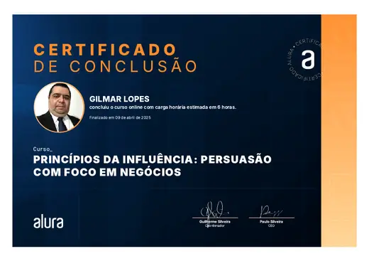 Certificado: Princípios da Influência: Persuasão com foco em Negócios