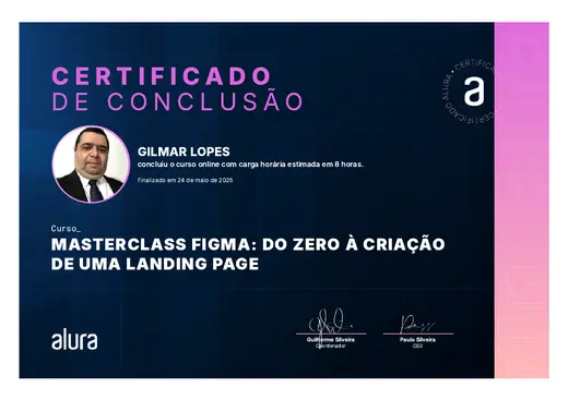 Certificado: Masterclass Figma: do Zero à Criação de uma Landing Page