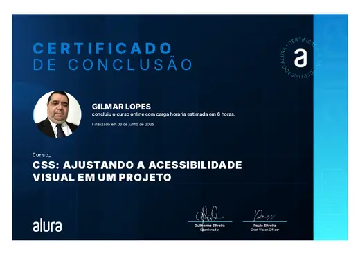 Certificado: CSS: Ajustando a Acessibilidade Visual em um Projeto