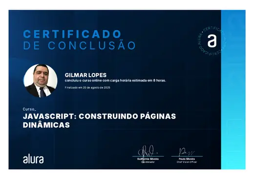 Certificado: JavaScript: Construindo Páginas Dinâmicas