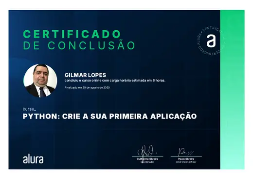 Certificado: Python: Crie a Sua Primeira Aplicação