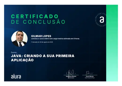 Certificado: Java: Criando a Sua Primeira Aplicação