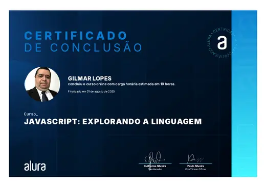 Certificado: JavaScript: Explorando a Linguagem