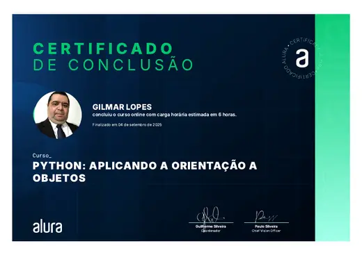 Certificado: Python: Aplicando a Orientação a Objetos