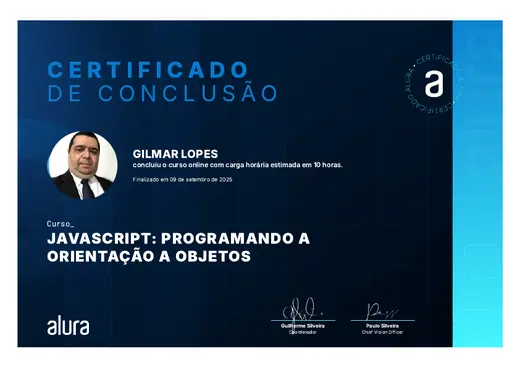 Certificado: JavaScript: Programando a Orientação a Objetos