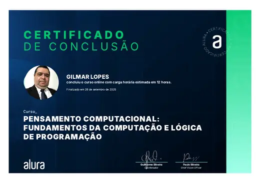 Certificado: Pensamento Computacional: Fundamentos da Computação e Lógica de Programação