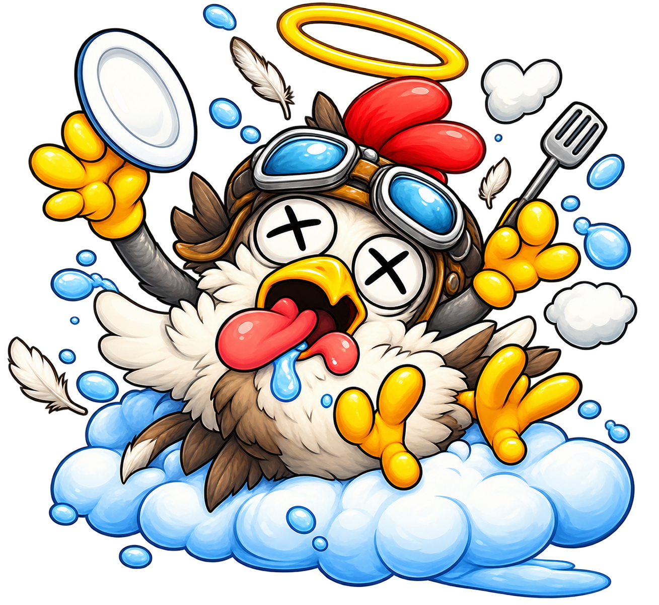 Ilustração da galinha em situação de game over no Chaos Dodger